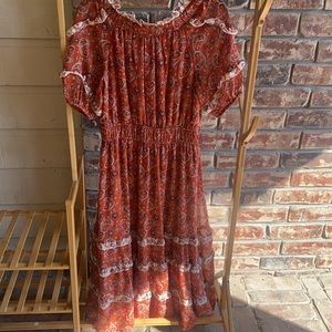 Bohme, Down by the River , midi dress. Rust/Brick Size Medium